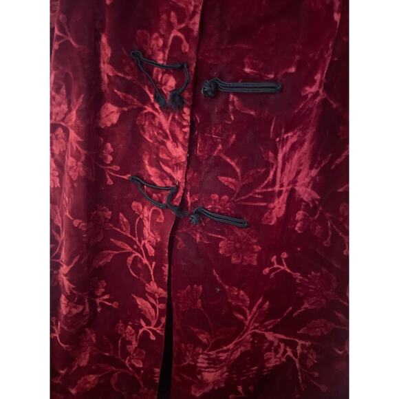 Vintage 90's VICTORIA'S SECRET Collection Velvet Burnout Cheongsam Dress GOTH L - Picture 8 of 12